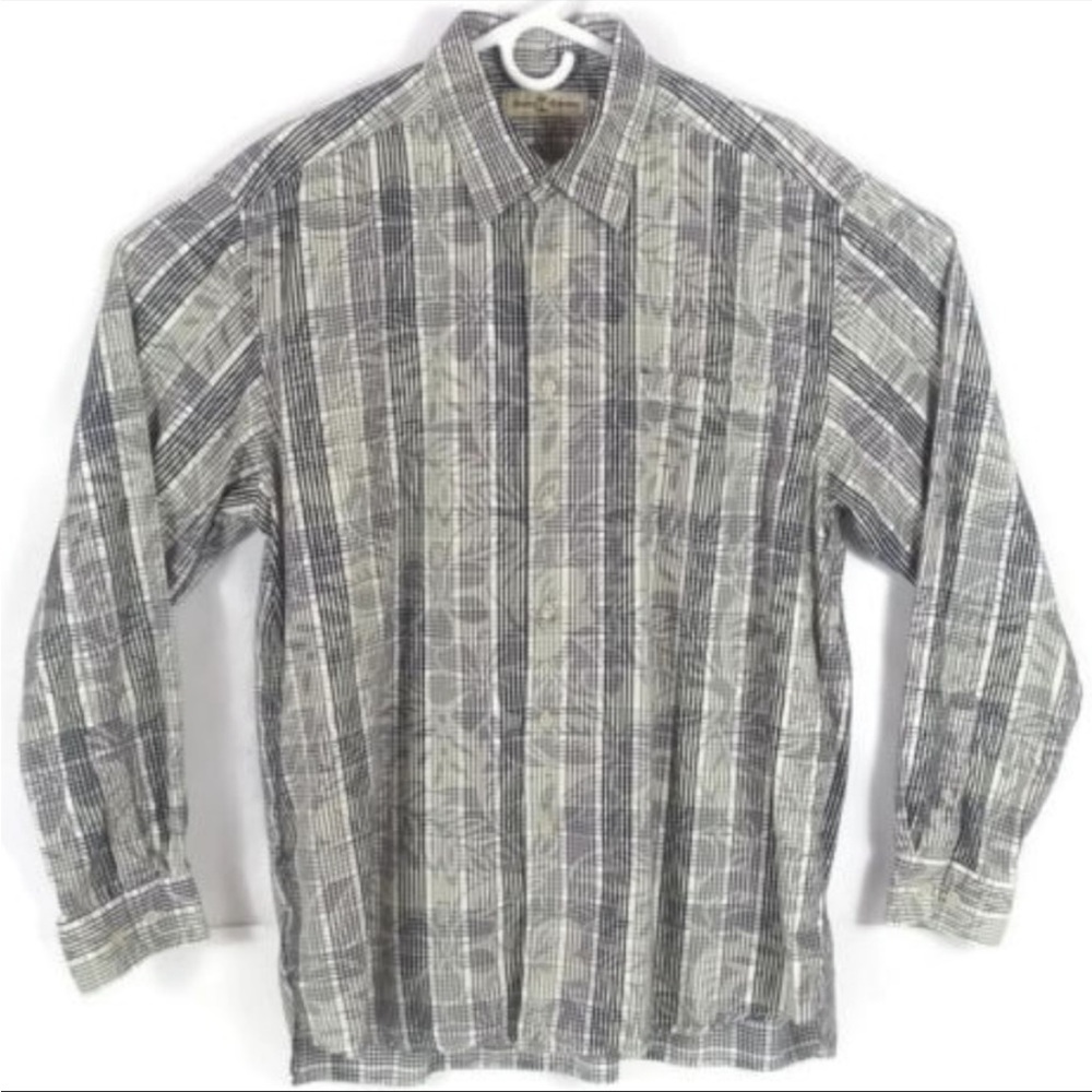 Tommy Bahama Long Sleeve Tropical Shirt Button Up Large Business Casual Beach